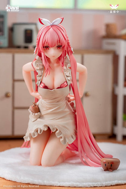 White Rabbit Rosu (Apron Ver.) 1/7 Scale Figure with pink hair, ruffled apron, and bunny companion on a soft white base.