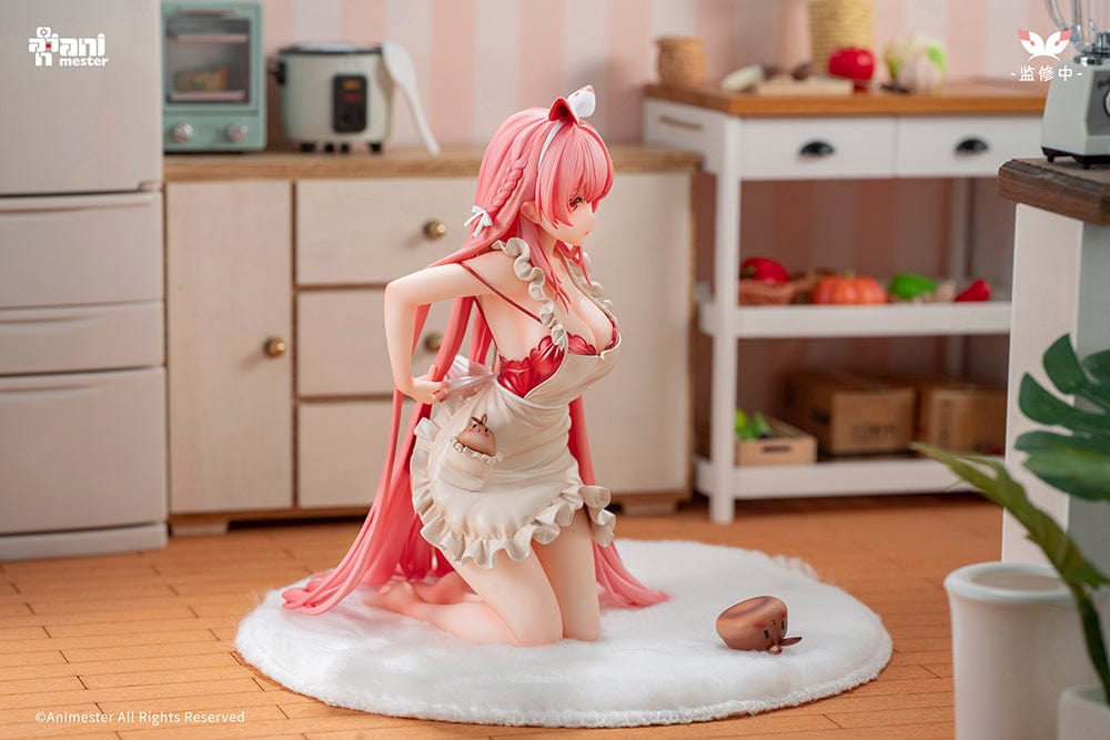 White Rabbit Rosu (Apron Ver.) 1/7 Scale Figure with pink hair, ruffled apron, and bunny companion on a soft white base.