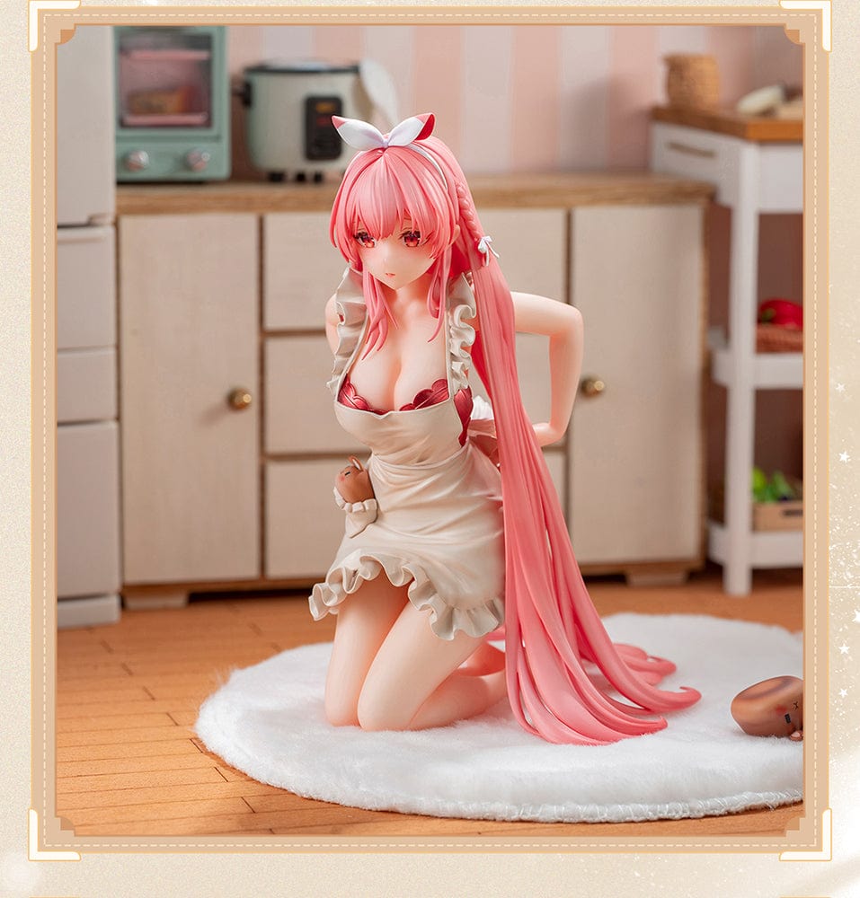 White Rabbit Rosu (Apron Ver.) 1/7 Scale Figure with pink hair, ruffled apron, and bunny companion on a soft white base.