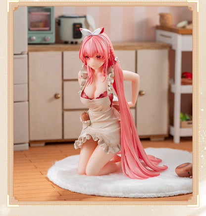 White Rabbit Rosu (Apron Ver.) 1/7 Scale Figure with pink hair, ruffled apron, and bunny companion on a soft white base.