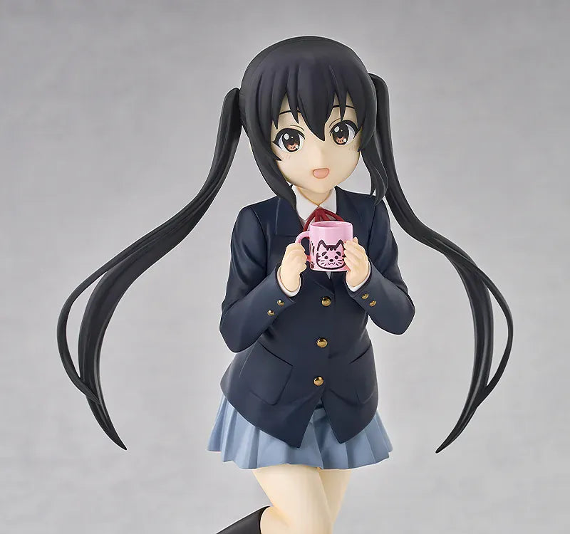 K-ON! POP UP PARADE L Azusa Nakano figure wearing her school uniform and holding a pink cat-themed mug.