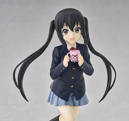 K-ON! POP UP PARADE L Azusa Nakano figure wearing her school uniform and holding a pink cat-themed mug.