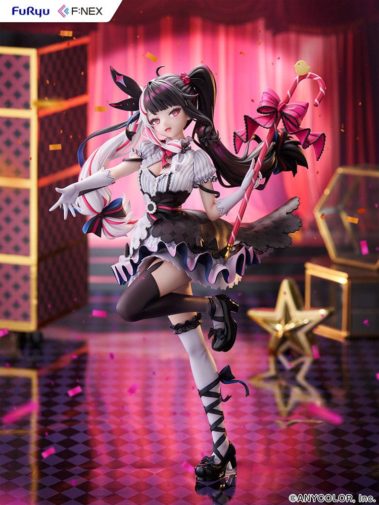 Nijisanji Rena Yorumi 1/7 Scale Figure in gothic-inspired idol outfit with parasol, striking a dynamic performance pose.