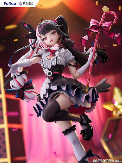 Nijisanji Rena Yorumi 1/7 Scale Figure in gothic-inspired idol outfit with parasol, striking a dynamic performance pose.