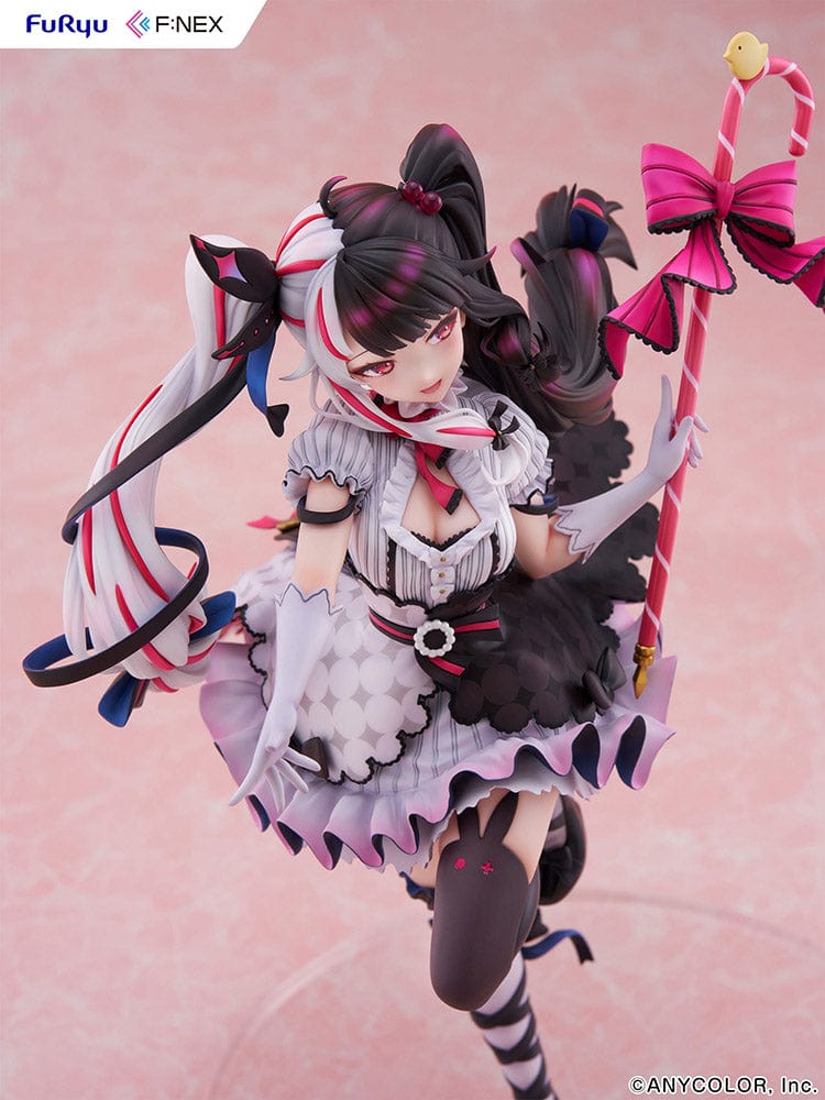 Nijisanji Rena Yorumi 1/7 Scale Figure in gothic-inspired idol outfit with parasol, striking a dynamic performance pose.