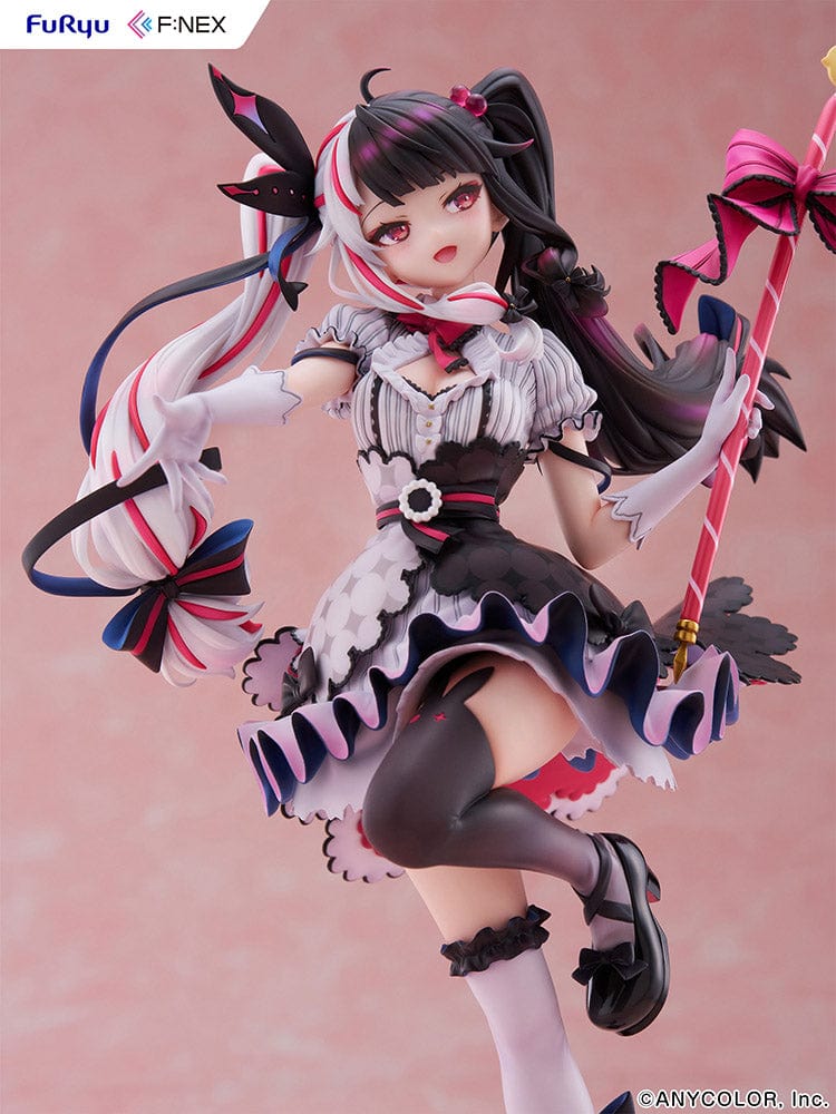 Nijisanji Rena Yorumi 1/7 Scale Figure in gothic-inspired idol outfit with parasol, striking a dynamic performance pose.