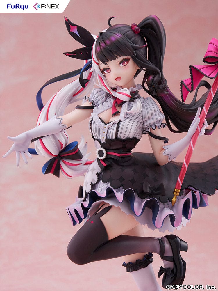 Nijisanji Rena Yorumi 1/7 Scale Figure in gothic-inspired idol outfit with parasol, striking a dynamic performance pose.