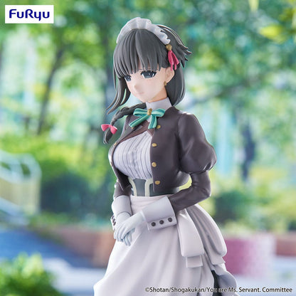 You Are Ms. Servant Trio-Try-iT Yuki figure in classic maid outfit with ruffled apron, posed elegantly in a serene outdoor scene.