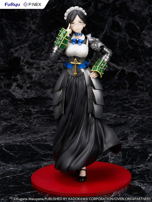 Overlord Yuri Alpha 1/7 Scale Figure in maid attire with armored gauntlets, black flowing skirt, and signature glasses in a composed pose.