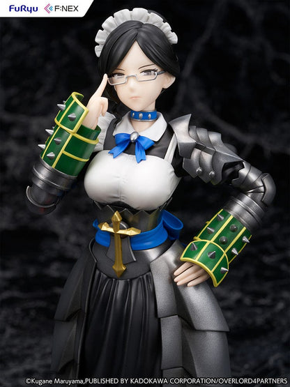 Overlord Yuri Alpha 1/7 Scale Figure in maid attire with armored gauntlets, black flowing skirt, and signature glasses in a composed pose.