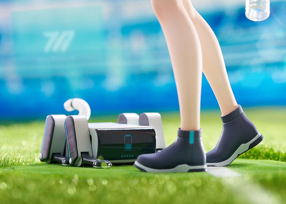 Blue Archive Yuuka Hayase (Track Ver.) 1/7 Scale Figure in navy-blue track outfit with accessories, standing on a grass base with robotic companion.