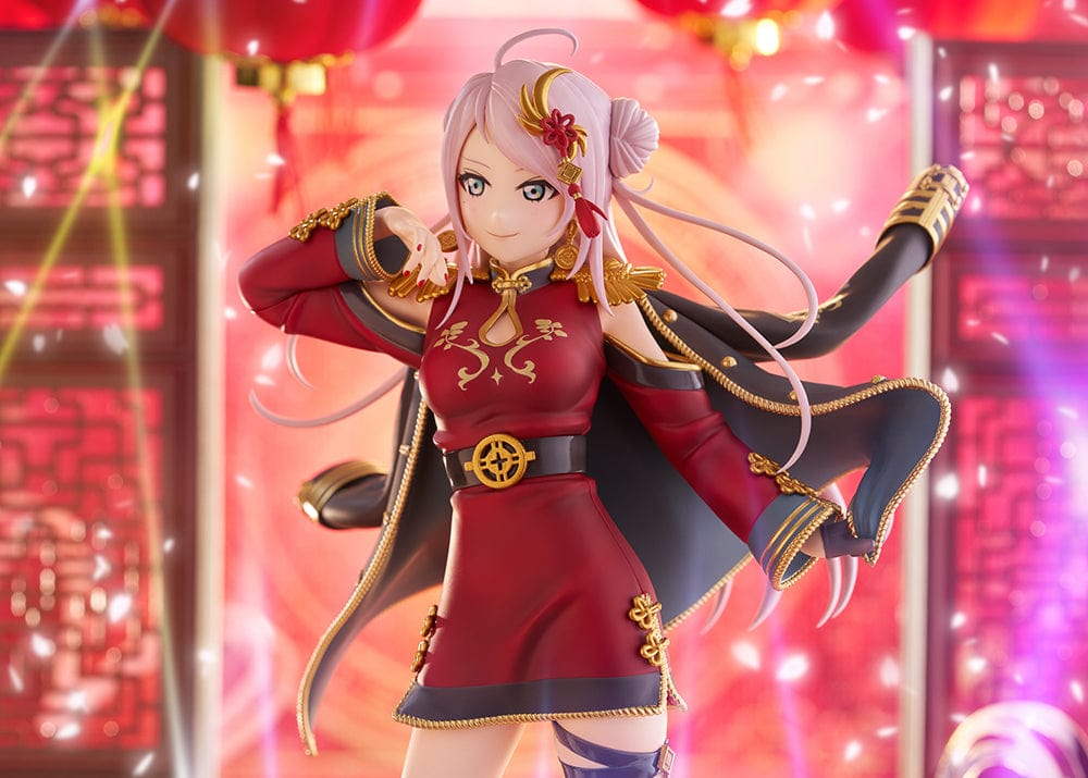 Love Live! Nijigasaki High School Idol Club Zhong Lanzhu 1/7 Scale Figure in a red and black outfit with gold accents and a dynamic pose, set against a white background.