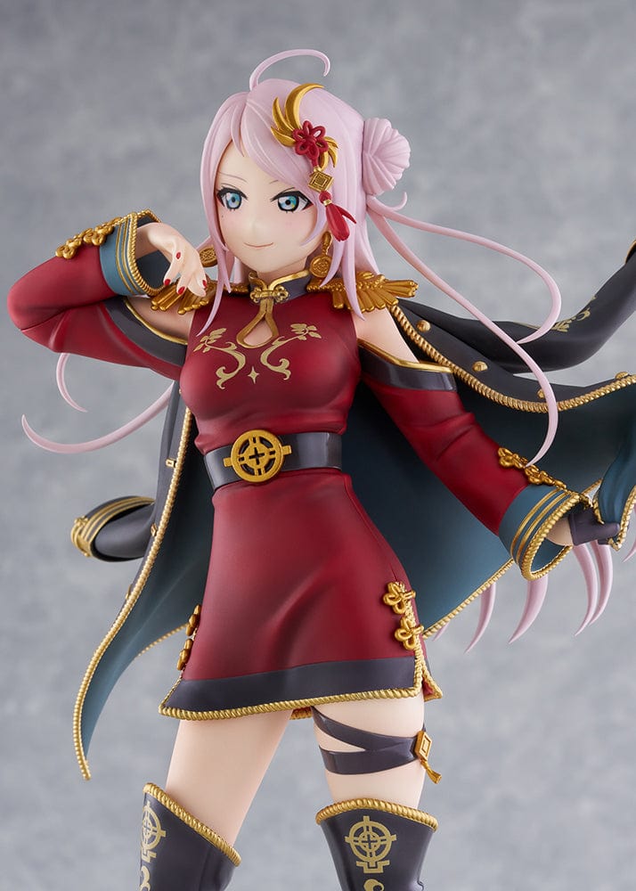 Love Live! Nijigasaki High School Idol Club Zhong Lanzhu 1/7 Scale Figure in a red and black outfit with gold accents and a dynamic pose, set against a white background.