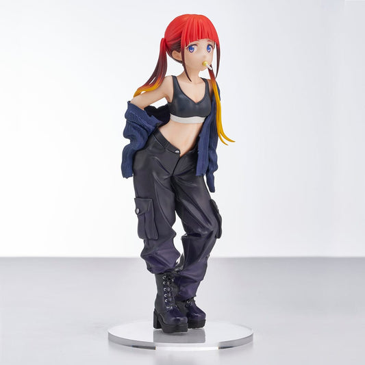Gridman Universe ZOZO Black Collection Chise Asukagawa Figure, featuring Chise in a bold urban outfit with a crop top, cargo pants, and stylish jacket.