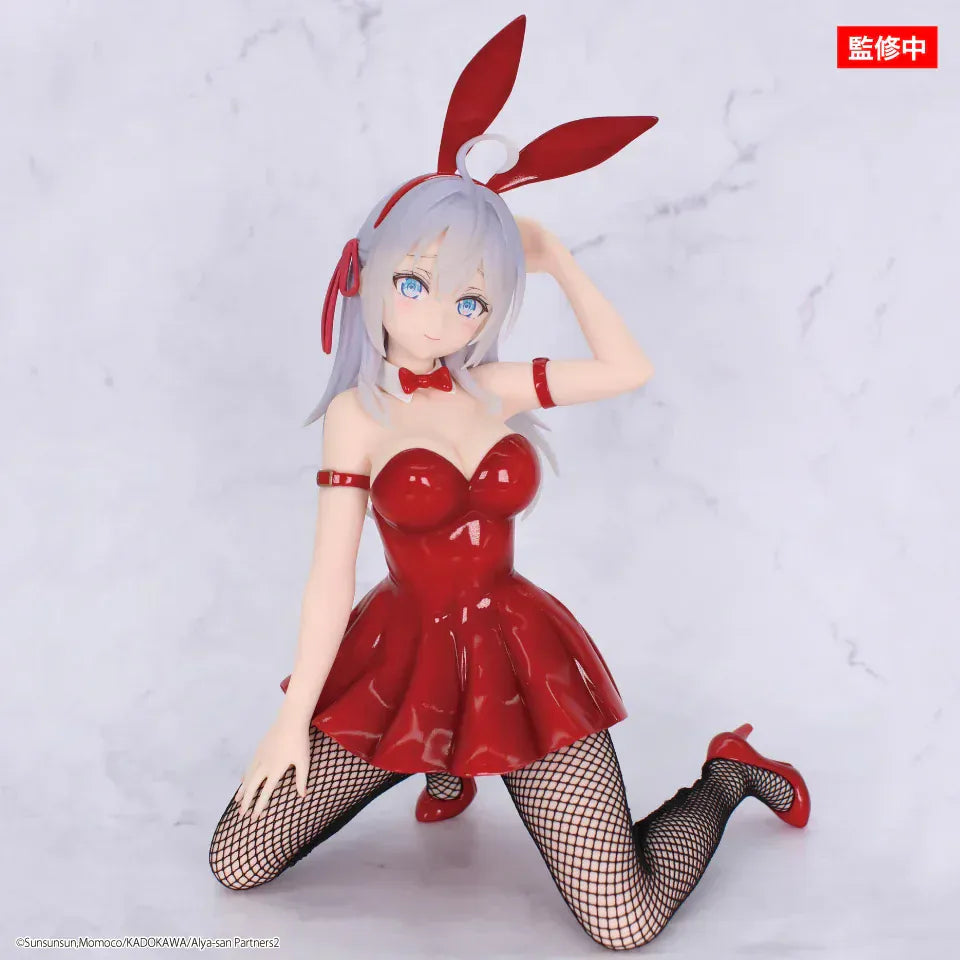 Alya Sometimes Hides Her Feelings in Russian Alya Bunny Red Ver 1/7 scale figure kneeling in glossy red bunny outfit with fishnet stockings.