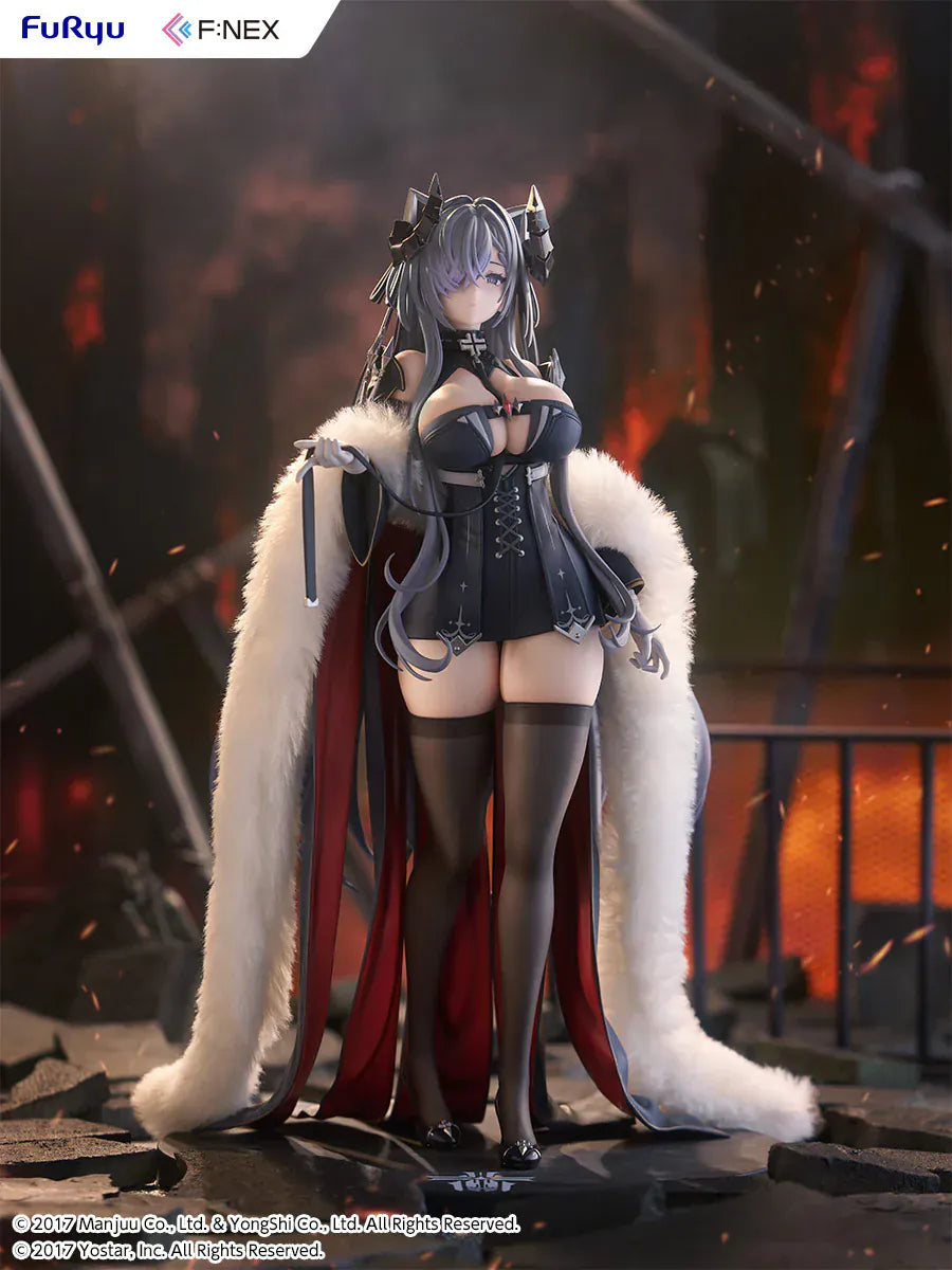Azur Lane August von Parseval 1/6 scale figure with fur cloak and black corset outfit.