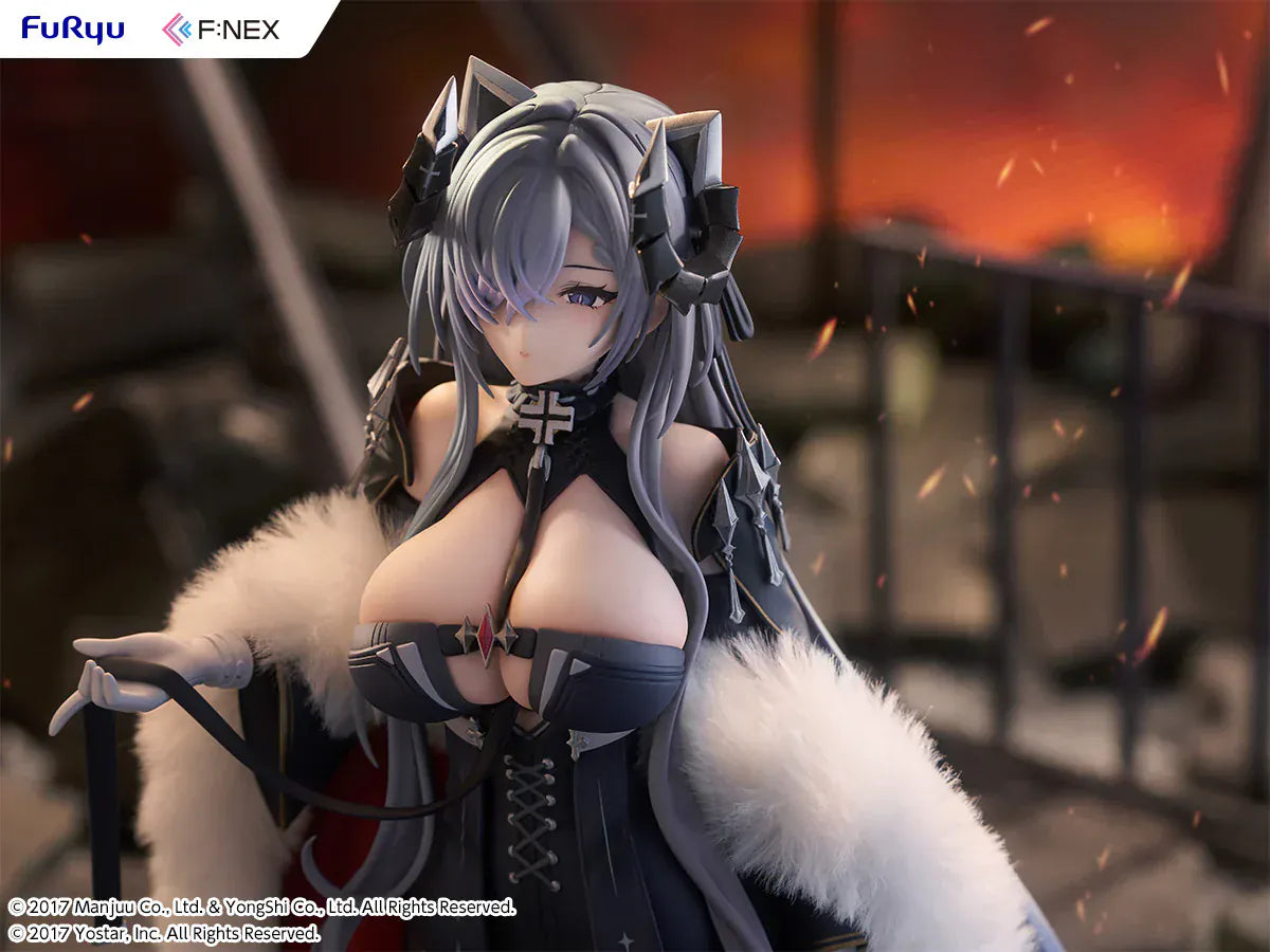 Azur Lane August von Parseval 1/6 scale figure with fur cloak and black corset outfit.