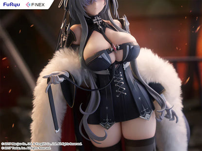 Azur Lane August von Parseval 1/6 scale figure with fur cloak and black corset outfit.