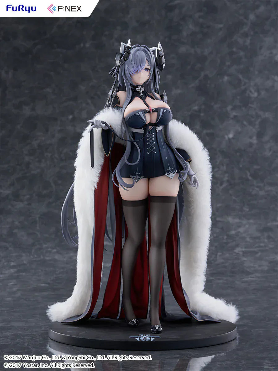 Azur Lane August von Parseval 1/6 scale figure with fur cloak and black corset outfit.