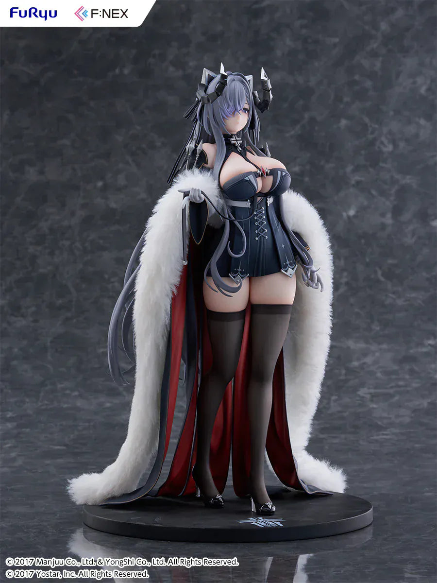 Azur Lane August von Parseval 1/6 scale figure with fur cloak and black corset outfit.