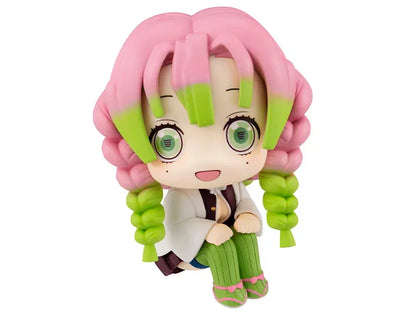 Demon Slayer Mitsuri Kanroji Look Up figure seated in her Corps uniform and white haori with pink-and-green braided hair.