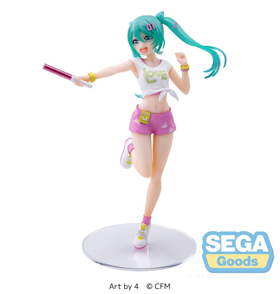 Vocaloid Luminasta Hatsune Miku Live Cheering Figure with lightstick and sporty outfit in dynamic pose by SEGA Goods