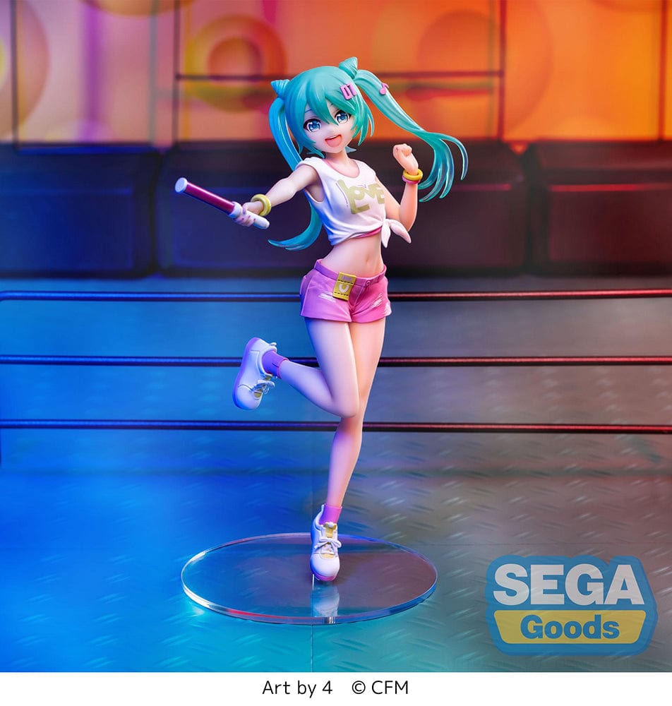 Vocaloid Luminasta Hatsune Miku Live Cheering Figure with lightstick and sporty outfit in dynamic pose by SEGA Goods